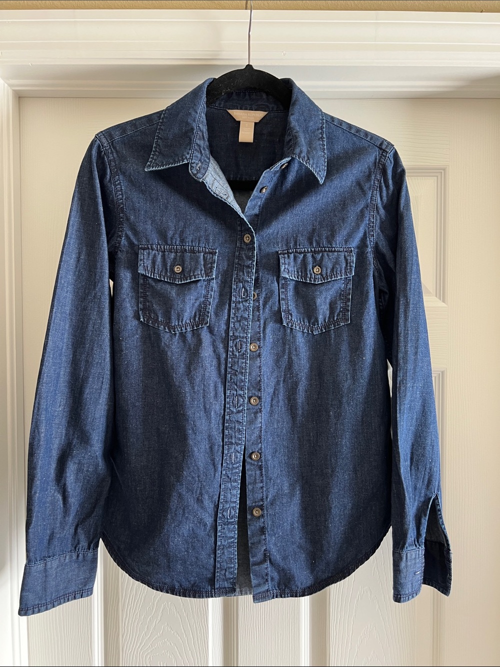 Banana Republic Soft Wash Dark Blue Denim Button-Down Shirt